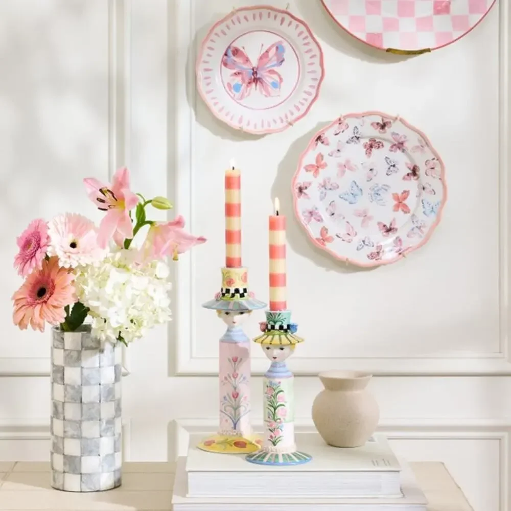 NEW Mackenzie Childs Pink Mini Dinner Candles, Set of 6